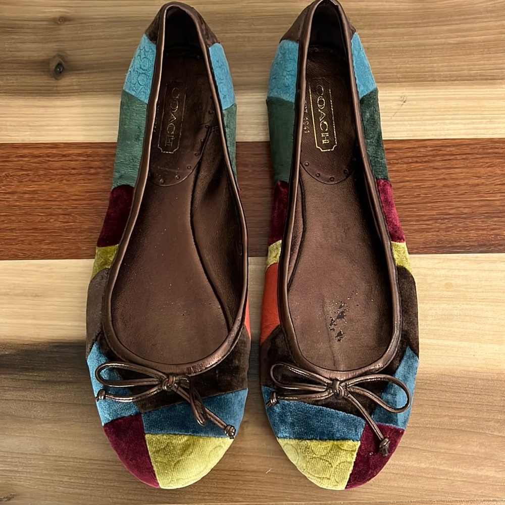 Coach Ballet Flats Shoes Velvet Patchwork  Women’s 9